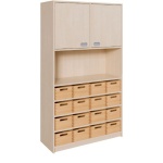 Schrank mit 16 Massivholzkästen ohne SF, 180cm hoch 